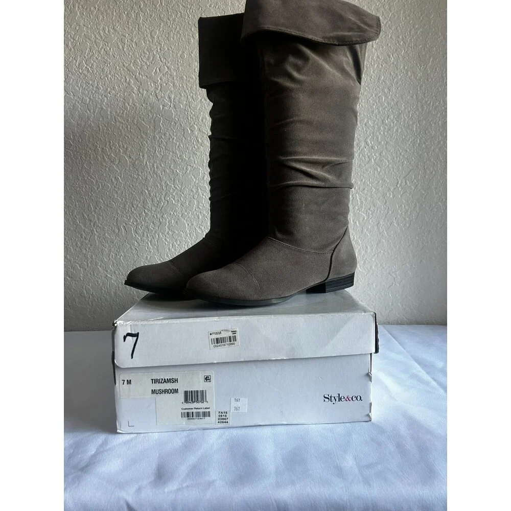 Style & Co. Tiriza Boots Women's Size 7 Grey Pointed Toe Slouch Knee High Shoes - Picture 9 of 9